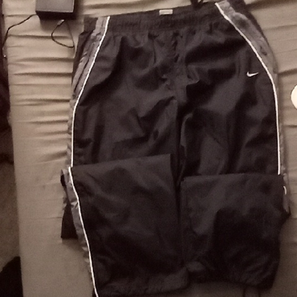 Nike Mens Black And Grey Joggers with White Accents
